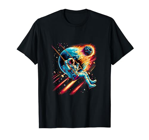 Space Astronaut Swinging in Space Birthday Christmas Camiseta