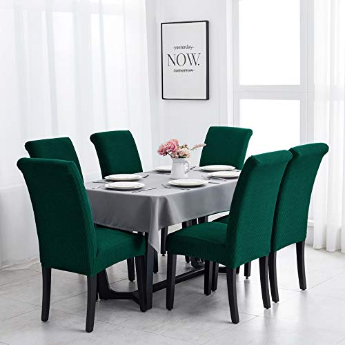 Joccun Chair Covers For Dining Room Set Of 6,Water Repellent Dining Chair Slipcovers Stretch Dining Room Chair Covers Seat Protector,Washable Parsons Chair Cover For Home,Hotel,Banquet(Hunter,6 Pack) #TOP4