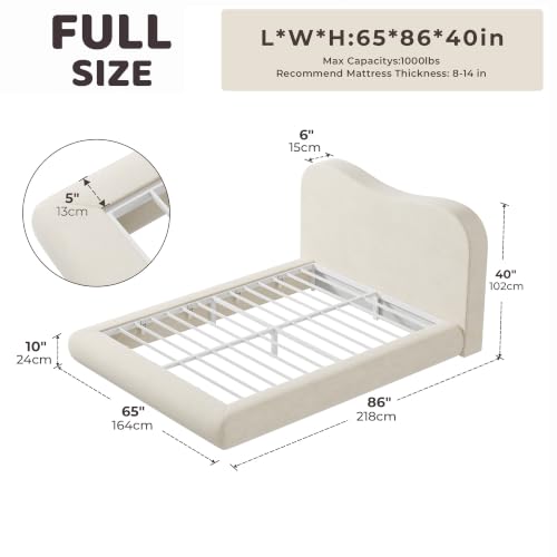 Image of RECCI AirFrame Full Size Upholstered Bed Frame with Curved Headboard