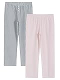 Latuza Women's 2 Pack Cotton Pajama Pants Seersucker Lounge Pants 2X Black Pink Stripe