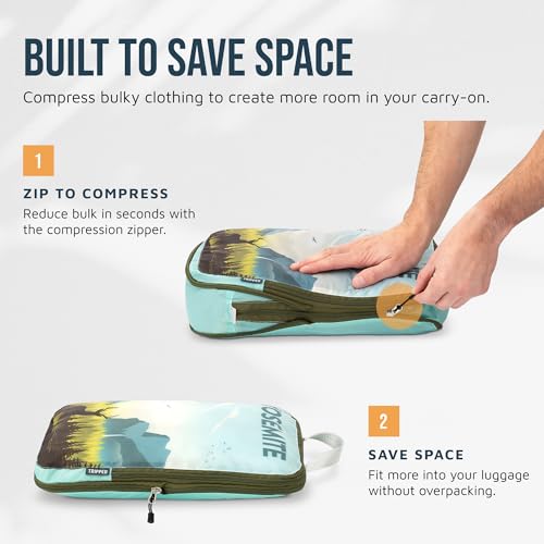 Image of Compression Packing Cubes Set for Carryon Suitcases- Lightweight, Durable Clothes Organizer, National Park, 6 Piece, Compression Packing Cubes