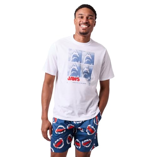 Bioworld Jaws Shark Grid Men's 2-Pack Pajama Set