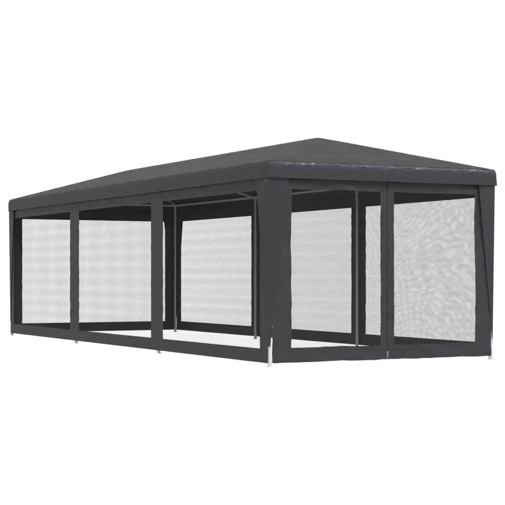 Namiot imprezowy 8 ścian Siatka HDPE szary Antracyt 3x9 m