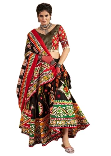 Lehenga Choli Navratri 15677 en coton bio imprimé jacquard