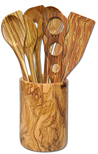 SeleXions Köcher mit 6 Kleinteilen Olivenholz