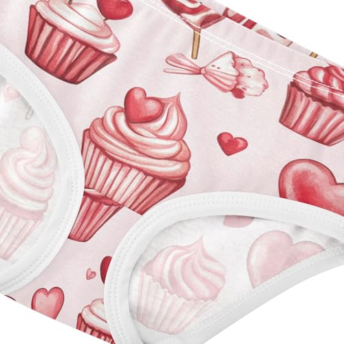 Wusikd Cupcakes Girls' Underwear Cotton Hearts Girls Briefs Soft Toddler Underwear 2T4
