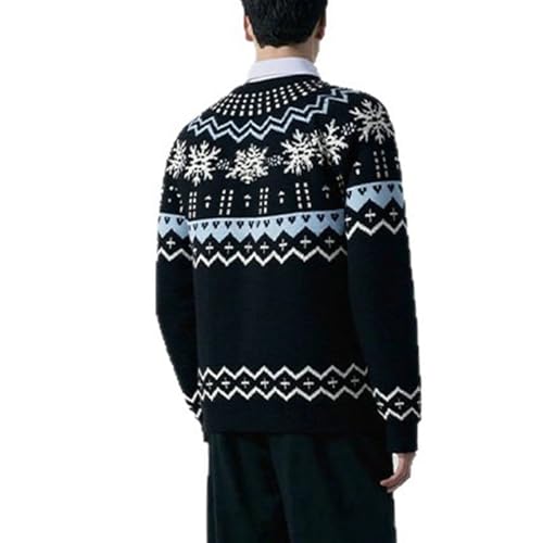 Cambkatl Men's Stylish Snowflake Crewneck Sweaters - Stretch Casual Long Sleeve Pullover Knitted Cozy Sweater Tops3