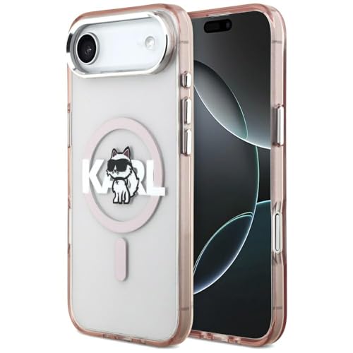 CG MOBILE Karl Lagerfeld IML Choupette Logo esquisse compatible avec MagSafe - Coque pour iPhone 17 Air (rose)