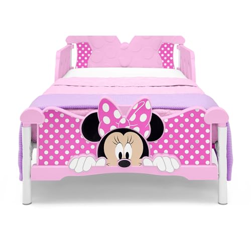 Image of Delta Children Toddler Bed Minnie Mouse 3D with Built-in Guardrails Kids