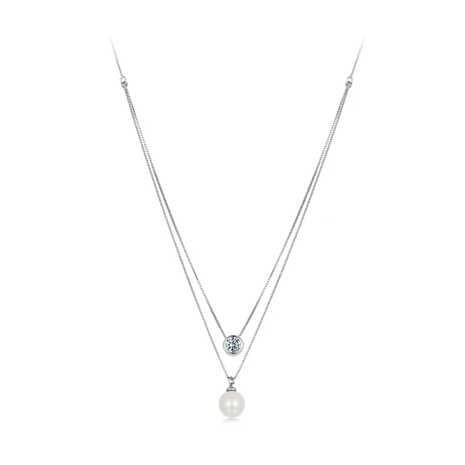 Collane Di Perle Di Moissanite Per Donna, Collana Girocollo A Doppio Strato In Argento Sterling 925, Eleganti Collane Di Gioielli