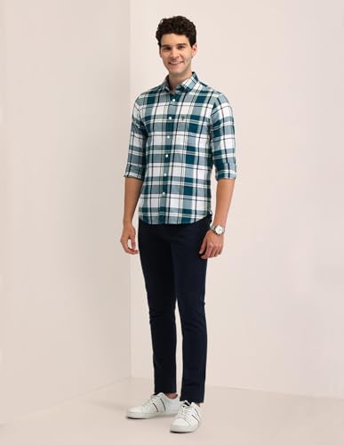 Image of U.S. Polo ASSN. Checked Tailored Fit Shirt for Men - 100% Cotton, Breathable & Comfortable, Full Sleeves Casual Shirt for Men