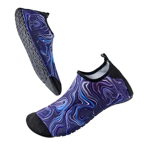 Milaloko Zapatos de Agua Zapatos de Playa para Hombres y Mujeres Zapatos Ligeros y Descalzos Aqua Zapatos de Natación de Surf Transpirable, Azul Oscuro, 44-45