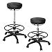 AMSTYLE Arbeitshocker Roland Drehhocker Schwarz Rollhocker Rundes Sitz-Polster Sitzhocker Rollen gebremst Arbeitsstuhl 120KG höhenverstellbar Drehstuhl Praxis Kosmetik Friseur Hocker Werkstatthocker