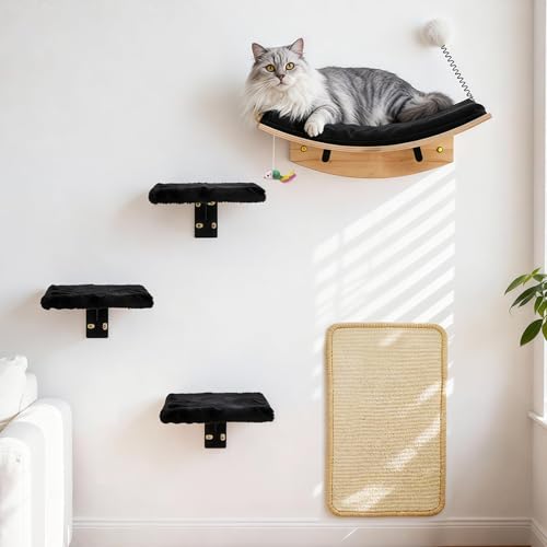 Sistema de muebles de pared para gatos, 5 piezas miniatura 1