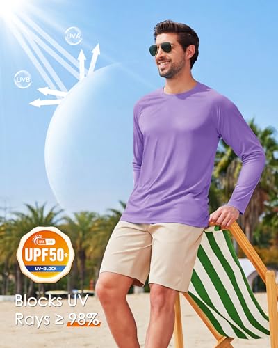 Image of Boladeci Men's UPF 50+ Sun Protection UV SPF Shirts Long Sleeve Lightweight Quick Dry Swim T-Shirts Rash Guard