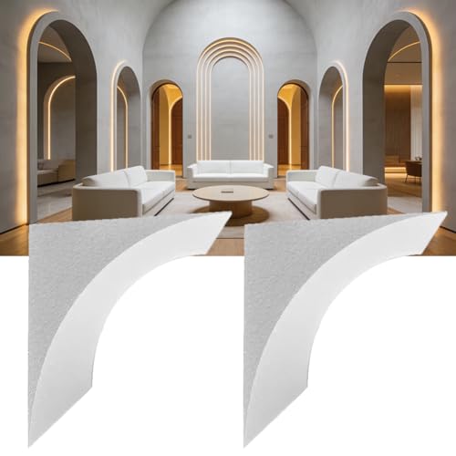 HEFJIAYCIQ Foam Arch Doorway Frame Kit, 2 Pcs Interior Paintable Half Circle Corbels, Precurved Door Archs for Right-Angle Decoration,White,14x20x20cm