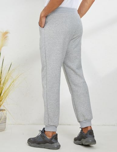 Calça de moletom Gihuo masculina de lã forrada com sherpa Active Running Jogger Pants, Light Grey, L