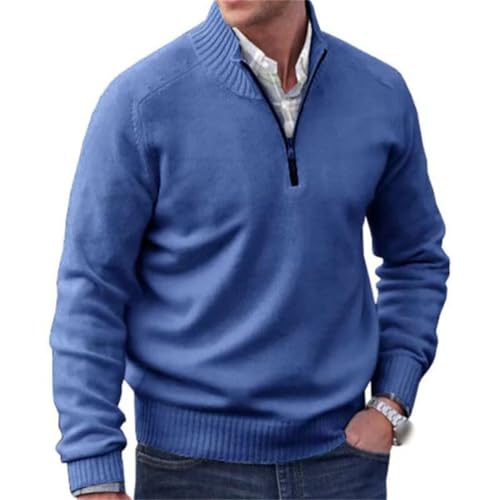 Men's Cashmere Quarter-Zip Sweaters Basic, Casual Long Sleeve Pullover Sweater,Mock Neck Knit Pullover Sweater2