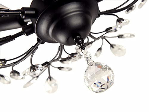 Seol-Light Vintage Crystal Branch Chandeliers Black Ceiling Pendant Light Flush Mounted Fixture With 7 Light,Max280W For Living Room Dinning Table Porch #TOP3