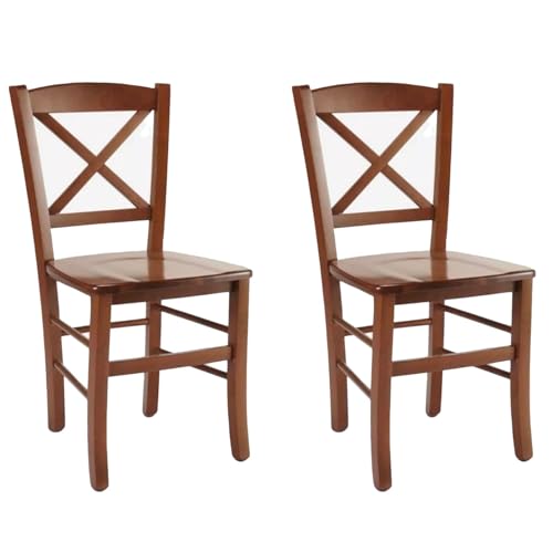SEDIE Vicentini arreda SET 2 SEDIE IN LEGNO ARTE POVERA ICS SEDUTA LEGNO COLORE NOCE