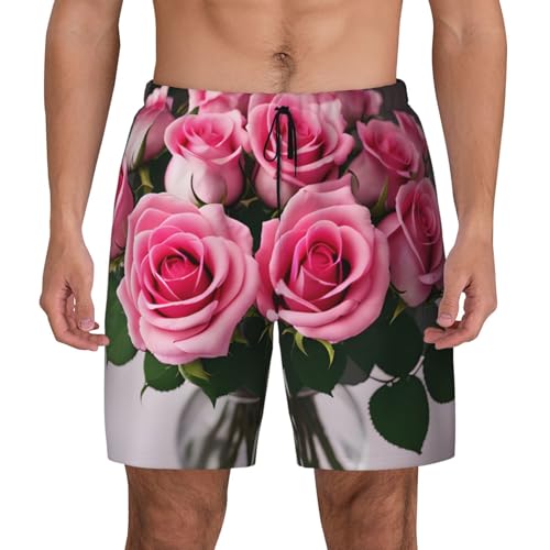 Bañador para hombre transpirable y de secado rápido con diseño de rosas casual