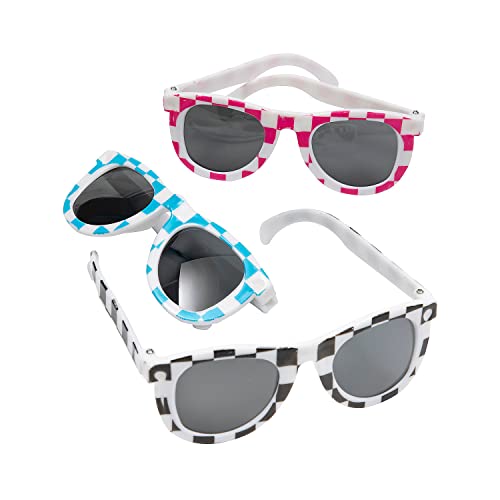 Fun Express Checkerboard Nomad Sunglasses - 12 Pieces