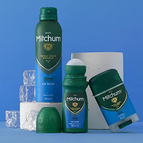 Mitchum Men 48HR Protection Roll-On Deodorant & Antiperspirant Ice Fresh Dermatologist Tested, 100 ml (Pack of 1)