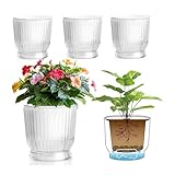 T4U 16CM 給水プランター 植木鉢 プラスチック 4個セット 観葉植物 鉢 おしゃれ 底面給水鉢 給水紐付き 室外 室内 鉢植え ハーブ 花栽培