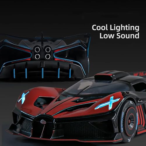 Image of 124 Diecast Metal Toy Car Bugati Bolid Sport Diecast Car for Kids Light Sound Pullback Openable Door