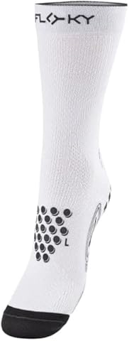 FLOKY S-Mash 2.0 Calcetines biomecánicos Tenis y Padel Antideslizante Protección Tobillo y tendón de Aquiles, Color blanco., XS/S