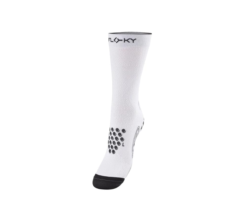 FLOKY S-Mash 2.0 Biomechanical Tennis and Padel Socks, Anti-Slip Ankle Protection and Achilles Tendon, White, XS-S
