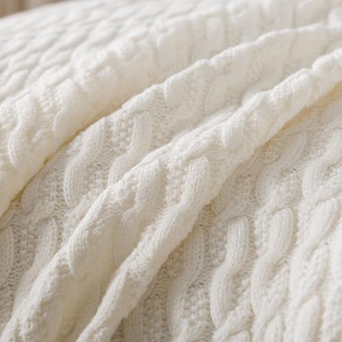 WDCOZY White Cable Knit Throw Blanket – Super Soft, Warm & Lightweight Cream Knitted Jacquard Throw Blanket for Couch, Sofa, Bed, Chair, Cozy Texture Farmhouse Decorative Home Blanket, 60x80 inches by WDCOZY - Used condition - Image 9