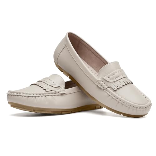 Image of Women's Business Loafers Work Casual Flats Shoes Lightweight Penny PU Leather Slip On Walking Shoes