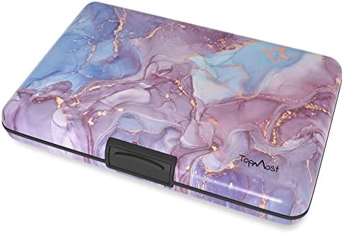 TopMost RFID-Blocking Aluminum Wallet Credit Cards Holder for men & women - Slots for 12 Cards And Bills (Marble Texture)