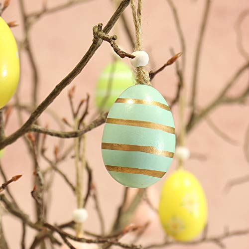 COM-FOUR® 24x hanging Easter eggs - wooden Easter decorations in great colors - decorative Easter eggs with beautiful patterns - Image 3