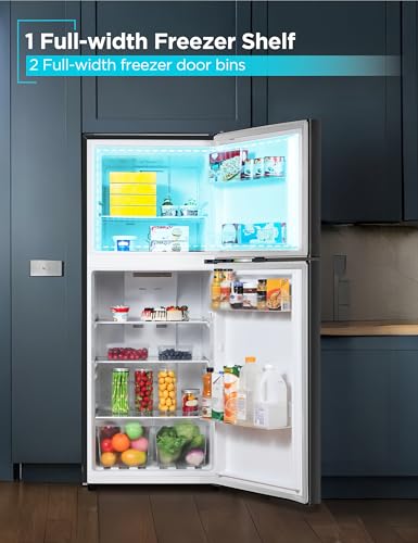 BLACK+DECKER 12.1 Cu. Ft. Top Mount Refrigerator with Freezer, 2 Door Refrigerator with Top Freezer and Adjustable Temperature Control, For Homes and Apartments, ENERGY STAR, BR1210HB, Black - Image 6
