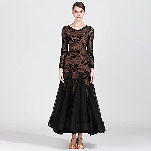 HEARTTOUCH Women's Lace Ballroom Dance Dress Elegant Modern Waltz Tango Dresses for Dance Competitions & Performances Events