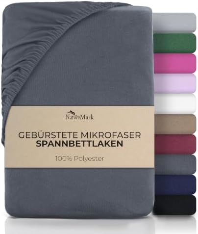NatureMark Mikrofaser Spannbettlaken – weich, atmungsaktiv und pflegeleicht – hautfreundlich, schnelltrocknend und formstabil - 140x200 cm, Anthrazit grau