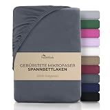 NatureMark Mikrofaser Spannbettlaken – weich, atmungsaktiv und pflegeleicht – hautfreundlich, schnelltrocknend und formstabil   180x200 cm, Anthrazit grau