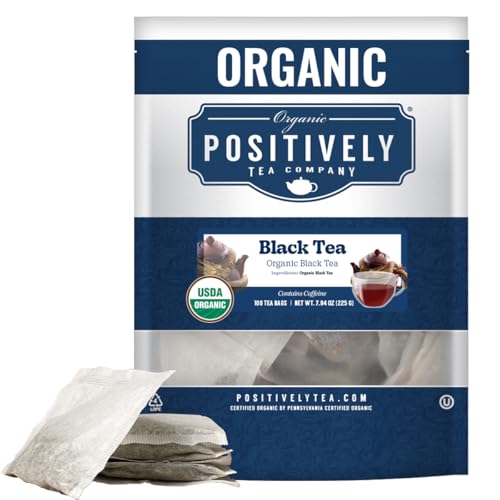Image of Organic Positively Tea Company, Assam Black Tea Bags, 100 Count, Eco-Friendly Tea Bags, Non-GMO