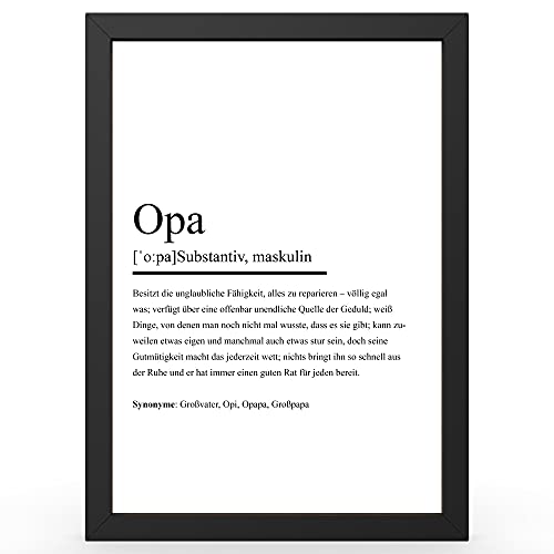 Urhome DIN A5 Kunstdruck Definition Opa ohne Rahmen - Worterklärung wie im Duden Lexikon als Wanddeko Spruch-Poster Deko Wandbild mit Spruch gerahmt für Wohnung Familie Geschenk