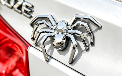 Image of 3D Spider Chrome Emblem Badge Sticker Decoration for Car, Truck, Motorcycle, RV, Scooter, SUV, Door, Window (Upgrad Silver Color)