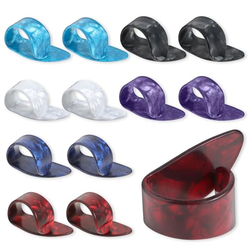 12Pcs Thumb Picks Finger Picks,Thumb Pick for Guitar 6 Colors Flat Thumbpicks,Guitar Finger Pick for Fingerstyle