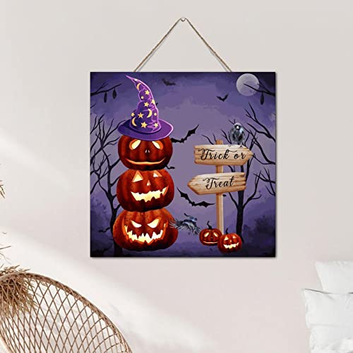 Plaque murale Halloween bois avec dictons citrouille effrayante et fantôme vintage de salon