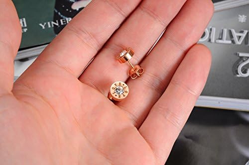 Crystalline Azuria Women Girls 18ct Rose Gold Plated Round White Crystals Circle Stud Earrings - Image 4