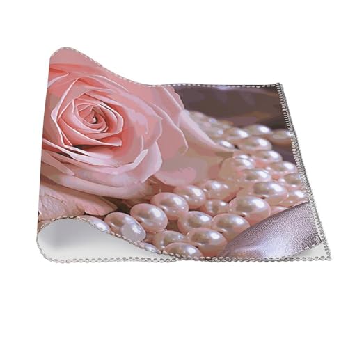 Lot de 6 sets de table en toile motif rose perle 45x30 cm chic