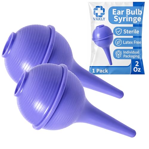 Image of Vakly Sterile Bulb Syringe 2 oz (2 Pack) – Rubber Ear & Nasal Suction Bulb for Cleaning, Ear Wax Removal & Irrigation, Easy Squeeze for Baby & Adults
