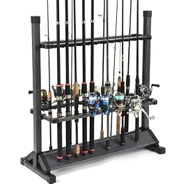 Jorazor 24-Rod Aluminum Fishing Rod/Pole Holder, Rustproof Fishing Rod Rack with 360° Lockable Wheels, Multi-Functional Storage Organizer for Garage & Home, Fits Most Rods & Golf Clubs (Gray)