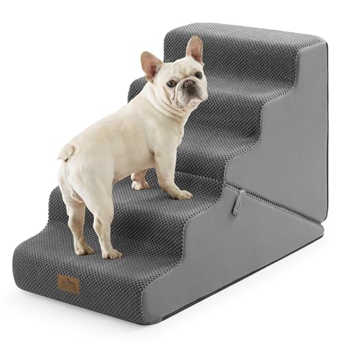 Image of COZY KISS Dog Stairs for Small Dogs, 5-Step 2-in-1 Dog Steps,22.4 inch H