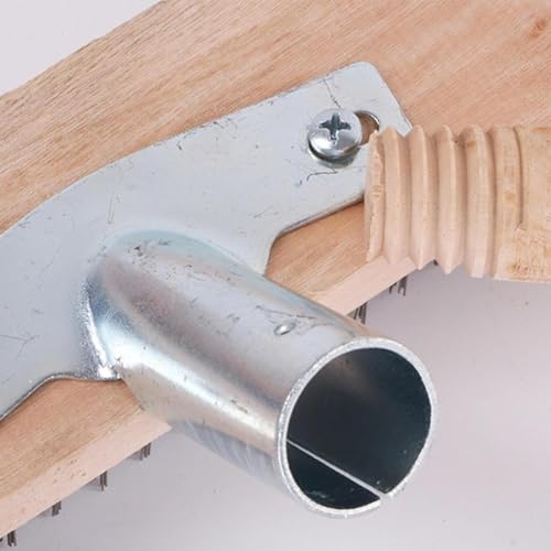 Terrassenbesen – Gartenbesen aus Stahl, steife Borstenbesen | Edelstahlborsten Push-Besen, robuste Stahl-Besen, robuste Metallhalter-Besen für Garage, Deck, Küche, Betonböden – Bild 4